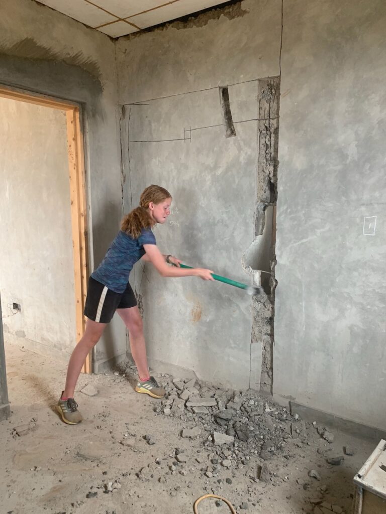 Demolition with a huge sledgehammer is great fun!